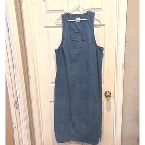 VIntage Style Studio Denim Jumper‎ Dress Womens 1X Blue USA Made Cottagecore